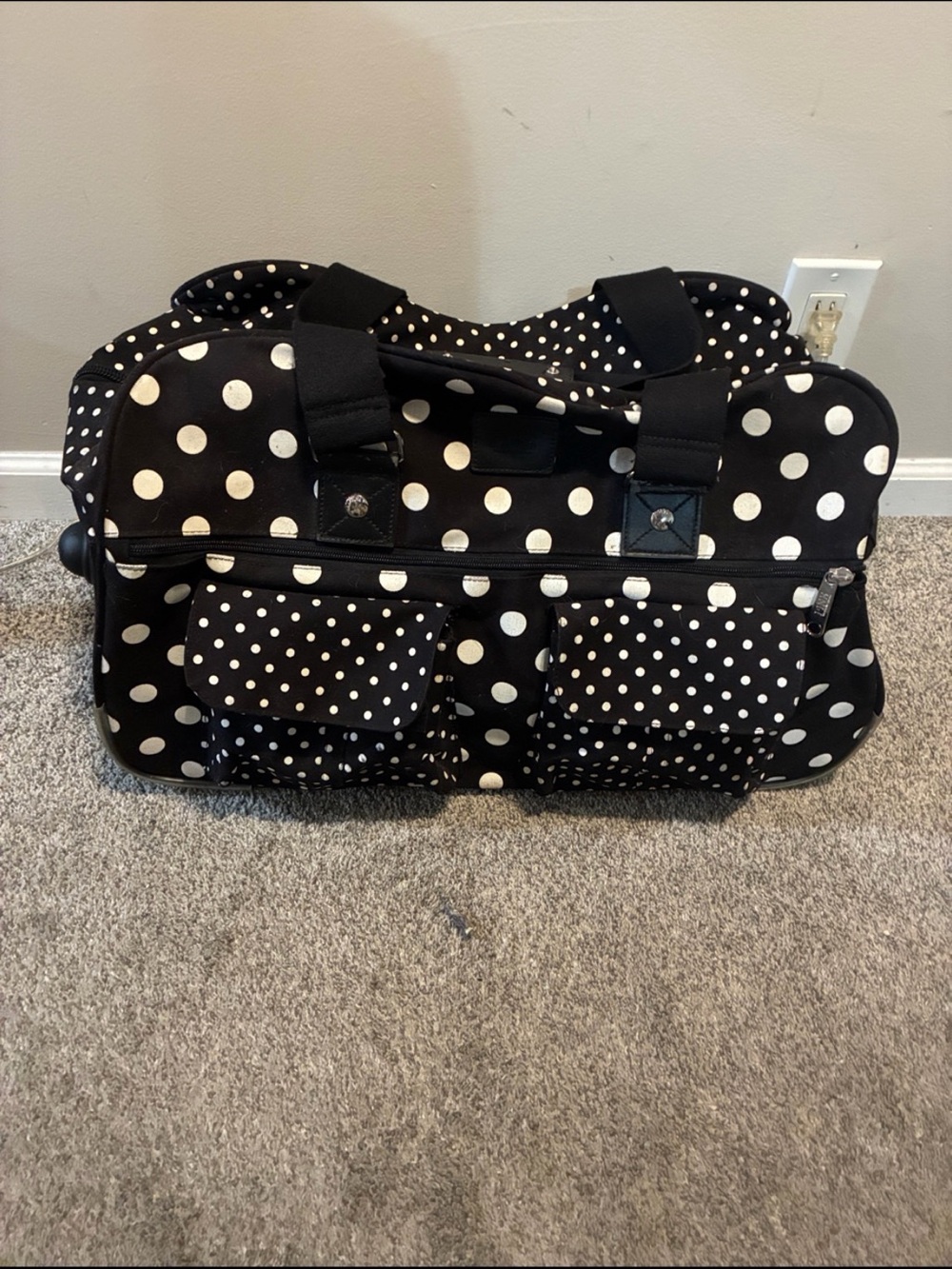 Vintage Victoria's Secret/Pink  black and white polka dot roll Travel Bag